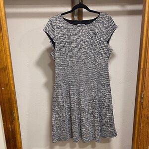 Elle Black and White Textured Midi Dress